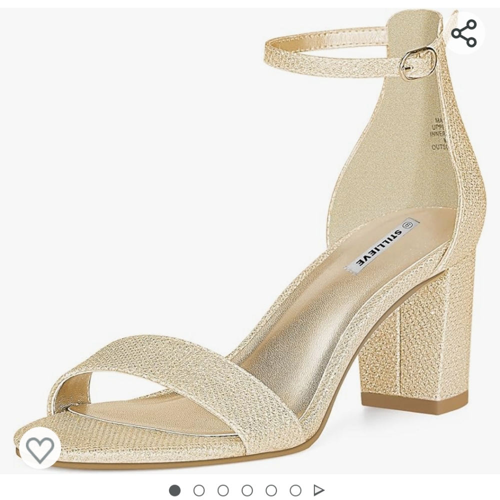 NIB Gold Sparkle Special Occasion High Heel Sandal Shoes